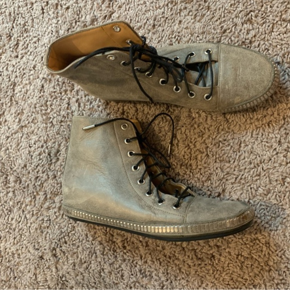 Calleen Cordero Studded Ankle Lace Up Boots Grey